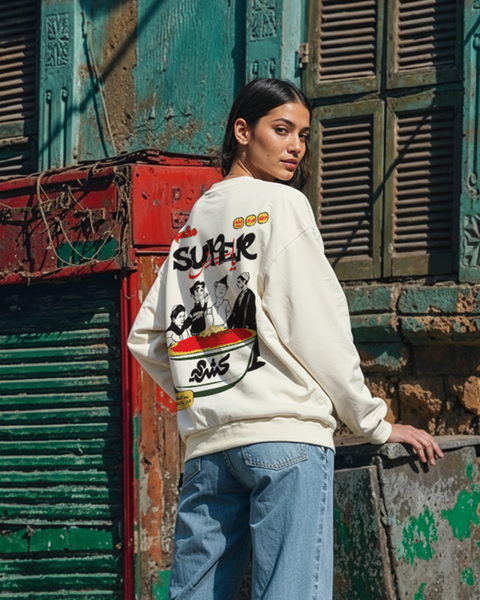 Off white unisex oversized crew neck sweatshirt – Koshary by NAS Trends