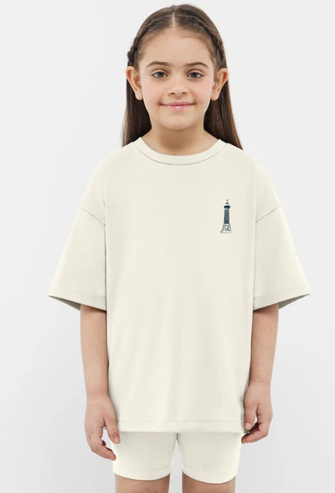 Off white girls' oversized T-shirt – Abo El Hol by NAS Trends