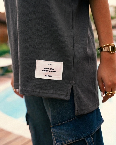 Stitched Basic Unisex Oversized SS T-Shirt - Grey