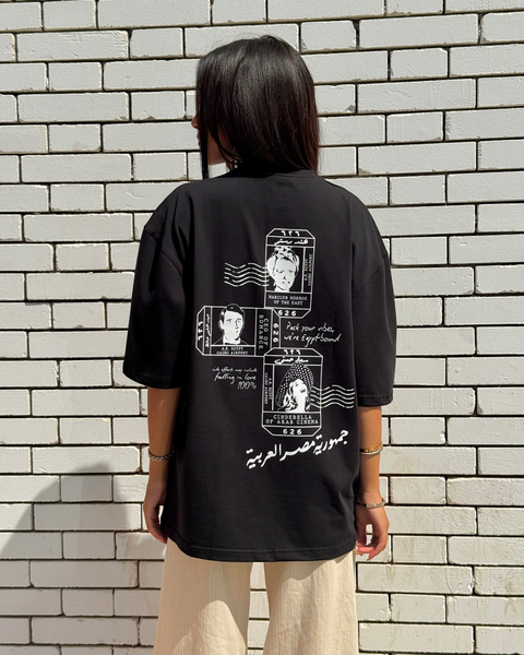 Gomhoreyet Masr Women Oversized SS T-Shirt - Black