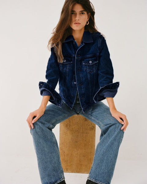 Dark blue women's denim jacket by NAS Trends