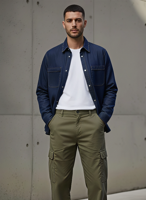 Dark blue unisex jeans shirt by NAS Trends
