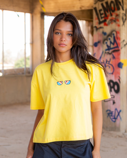 Yellow women's cropped T-shirt – Monkey by NAS Trends