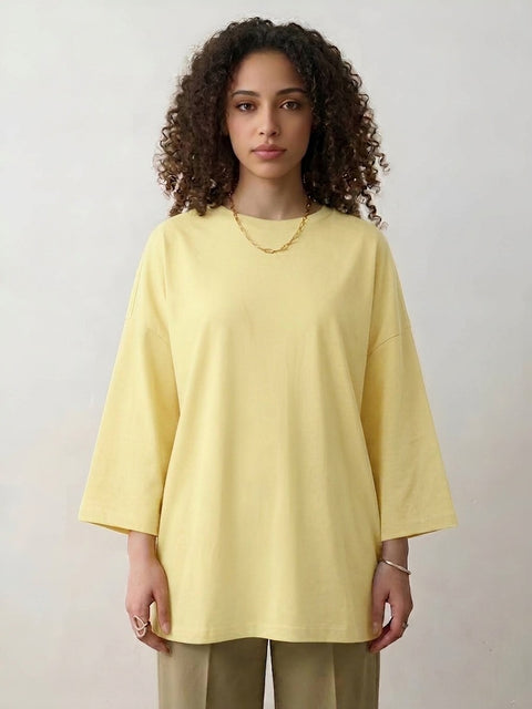 Yellow women's oversized long sleeve T-shirt – Basic by NAS Trends