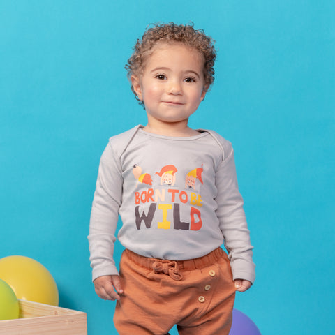 Wild Boys Long Sleeves Bodysuit - Grey
