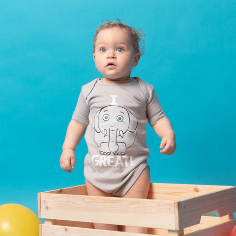 Grey baby bodysuit – I Feel Great by NAS Trends