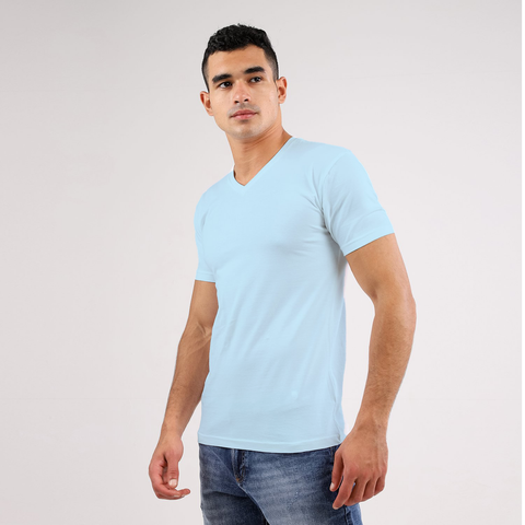 Sky blue unisex V-neck T-shirt – Basic by NAS Trends