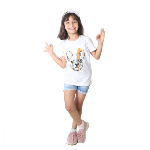 White kids' round neck T-shirt – Dog by NAS Trends