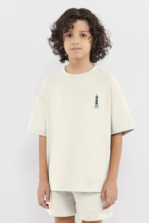 Off white boys' oversized T-shirt – Abo El Hol by NAS Trends