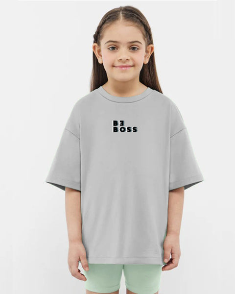 Be Boss Girls Oversized SS T-Shirt - Grey