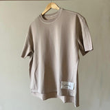 Stitched Basic Unisex Oversized SS T-Shirt - Beige