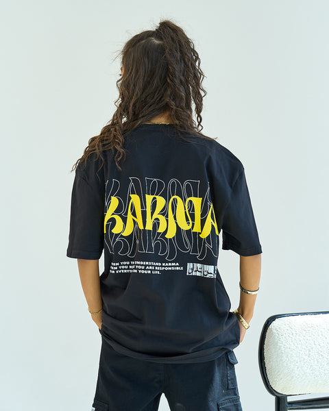 Black unisex oversized T-shirt – Karma by NAS Trends