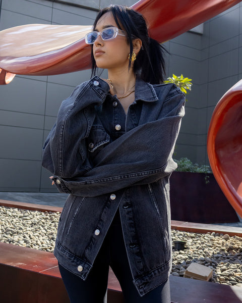 Black women's denim jacket by NAS Trends