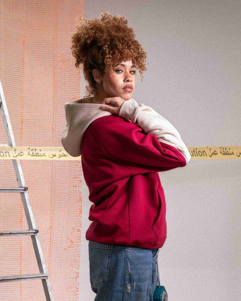 Layer Up Unisex Oversized Hoodie - Burgundy Cream