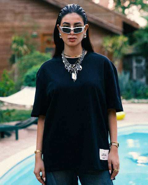 Black unisex oversized T-shirt – Stitched Basic by NAS Trends