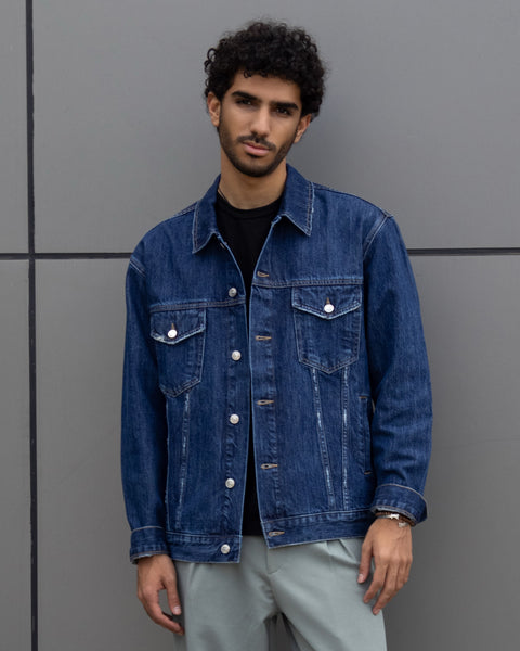 Men Denim  Jacket - Dark Blue