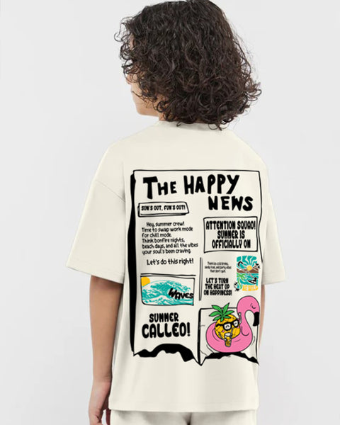 Happy News Boys Oversized SS T-Shirt - Off White