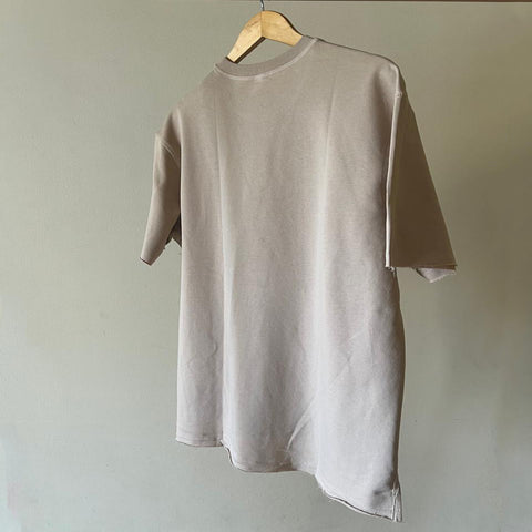 Stitched Basic Unisex Oversized SS T-Shirt - Beige