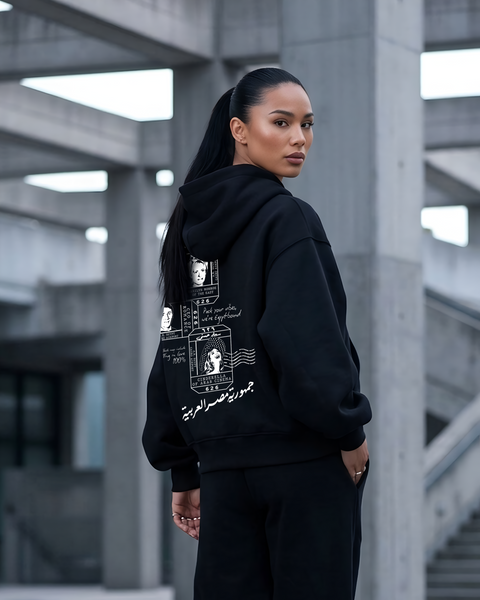 Gomhoreyet Masr Women Oversized Hoodie - Black