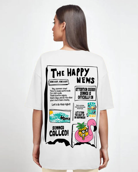 Happy News Women Oversized SS T-Shirt - Off White