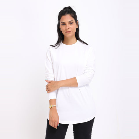 Off white women's long sleeve round neck T-shirt – Basic by NAS Trends