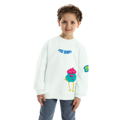 White kids' oversized hoodie – Stay Groovy by NAS Trends