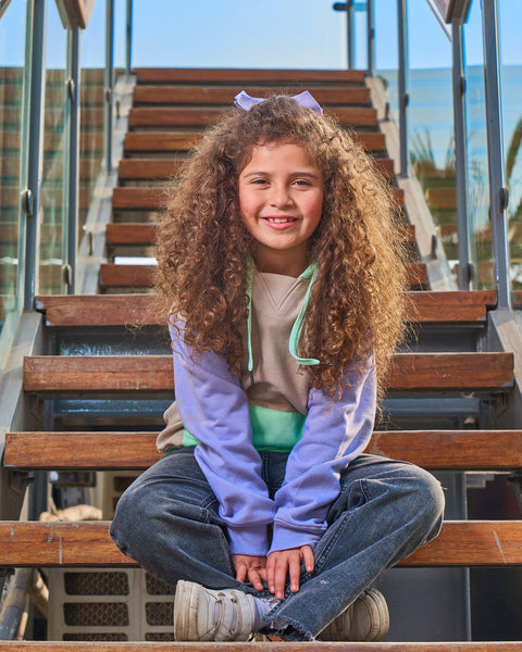 Beige/mint kids' oversized hoodie – Colored Basic by NAS Trends