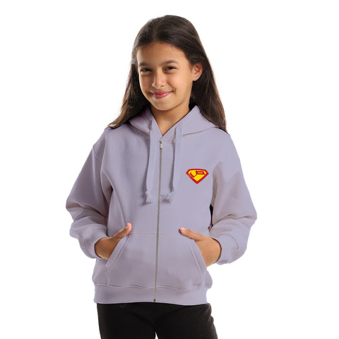Super Kids Oversized Zip-up Hoodie-Lila