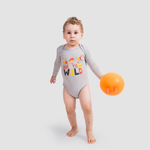 Grey baby long sleeves bodysuit – Wild Boys by NAS Trends