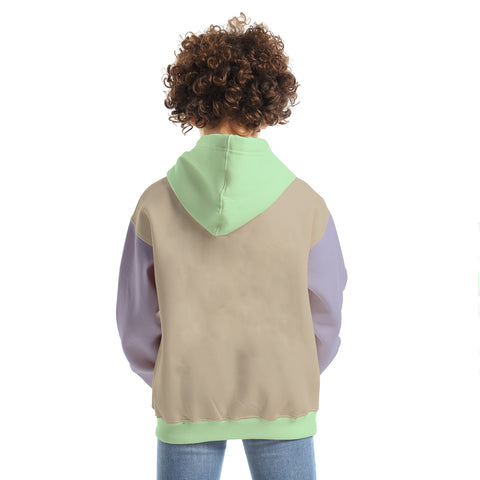 Colored Basic Kids Oversized Hoodie- Beige/Mint