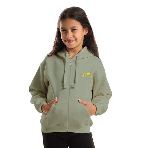 Cold Mountain Kids Oversized Zip-up Hoodie-Olive