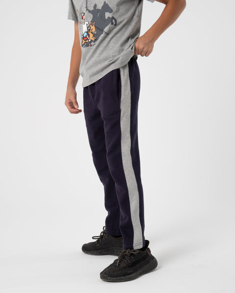 Boys' sweatpants with stripe – Navy Blue by NAS Trends