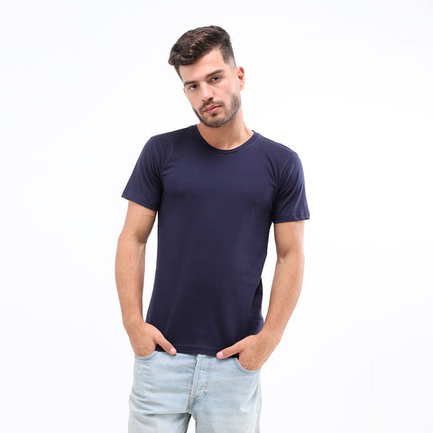 Navy blue unisex round neck T-shirt – Basic by NAS Trends