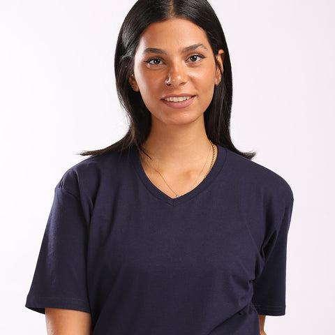 Navy blue unisex V-neck T-shirt – Basic by NAS Trends