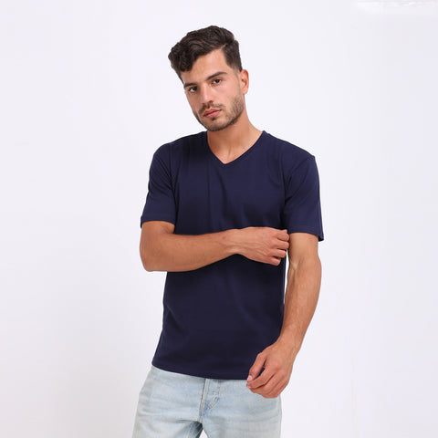 Navy blue unisex V-neck T-shirt – Basic by NAS Trends