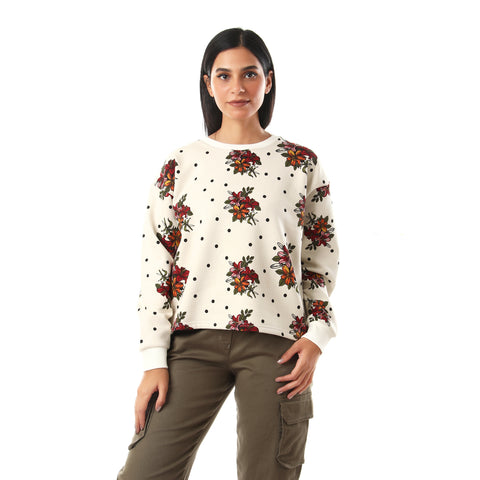 Off white women's cropped sweatshirt – Flowers & Dots by NAS Trends